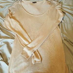 Express Taupe Sweater with shoulder studs