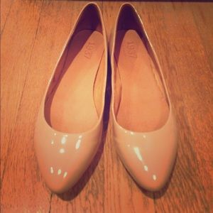 Madewell nude patent leather flats, size 8