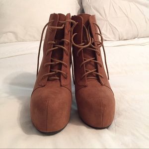 Lace up Brown Heeled Boots