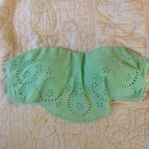 Mint / light blue ruffle bikini top