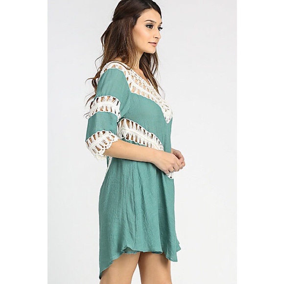 SOLD OUT! Crochet V Neck Tunic Dress - Picture 4 of 4