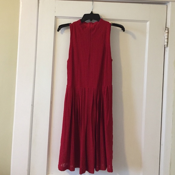 Anthropologie Red Fit & Flare Dress