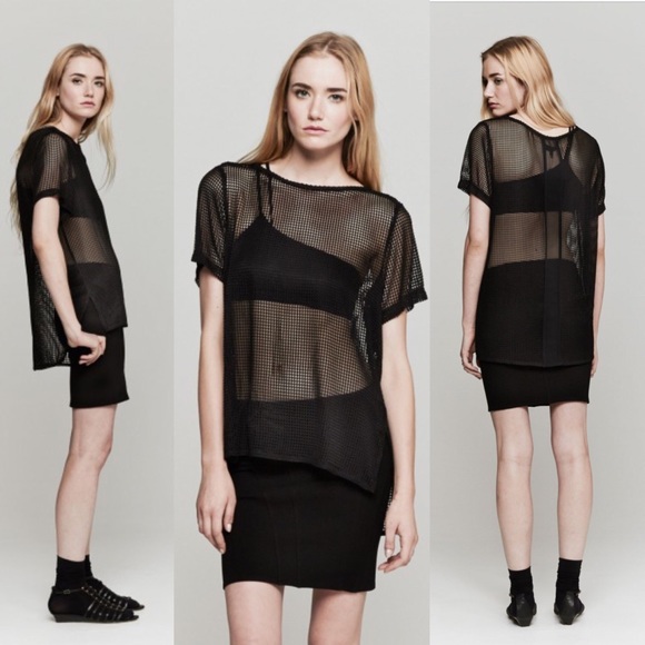 rag & bone Tops - Rag & bone mesh open weave top black.