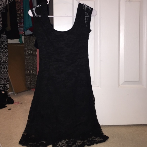 Black lace skater girl dress