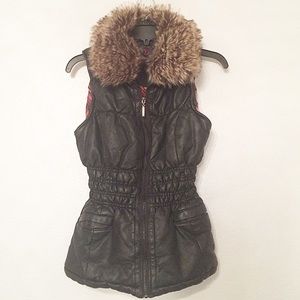 Leather and fur vest