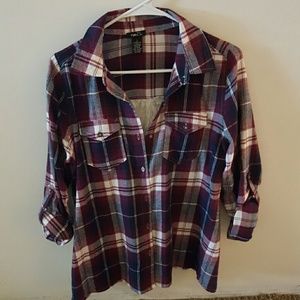 Run 21. Flannel with lace back. tank included