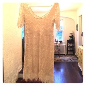 White Lace Short Sleeve Dress