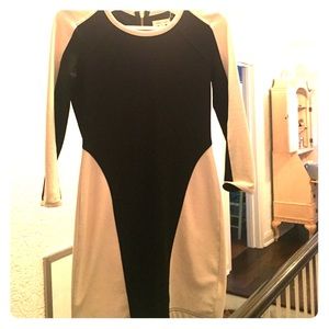 UO Black & White Colorblock Long Sleeve Dress
