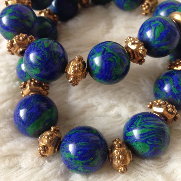 MALACHITE and AZURITE and gold necklace - BOUTIQUE