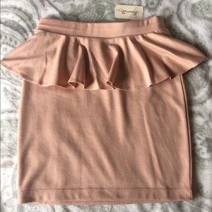 Nude Peplum Skirt