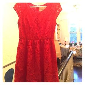 UO cap sleeve lace print dress