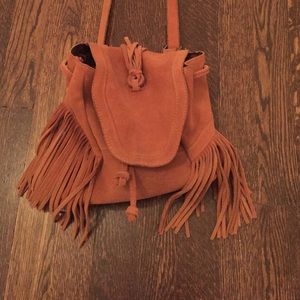 Tan Bag/back pack with fringe