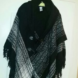 Black and white poncho