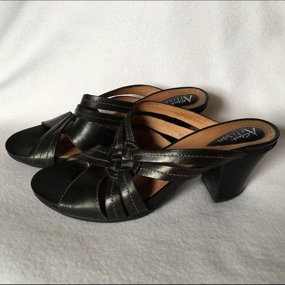 🌿 CLARKS Artisan Collection Black Leather Heels 8 - Picture 3 of 4