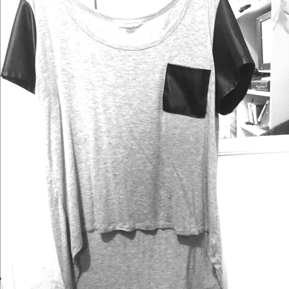 Large Gray Leather Sleeves Shirt