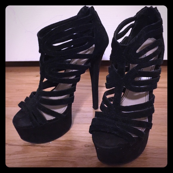 Black Strappy High Heel Sandals