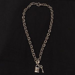 925 Sterling Silver Lock and Key Toggle Necklace
