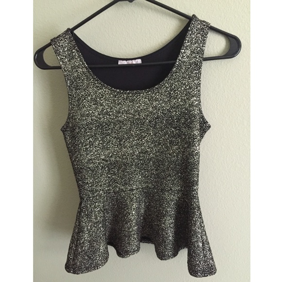 black and metallic peplum tank