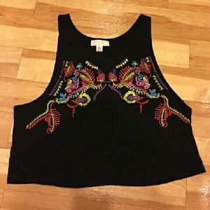 Beaded Tropical Crop Top