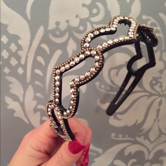 Black and silver heart head band