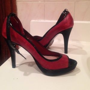 Red open toe sandals