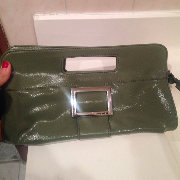 Patent Leather green clutch style bag
