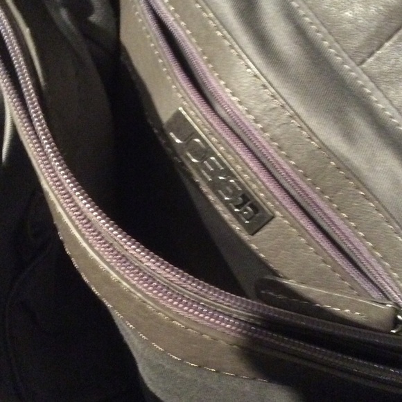 WICKED Gray Leather SPIKED Joe's Jeans Messenger Bag UNISEX LAPTOP Crossbody EUC - Picture 4 of 4