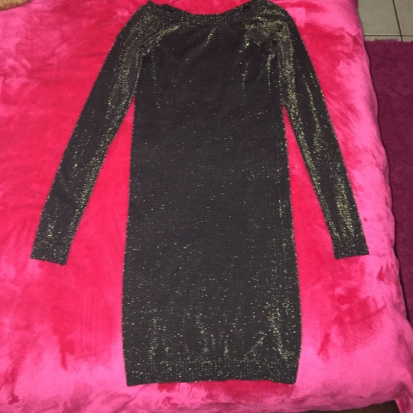 A size medium gold glitter Bebe mini dress!