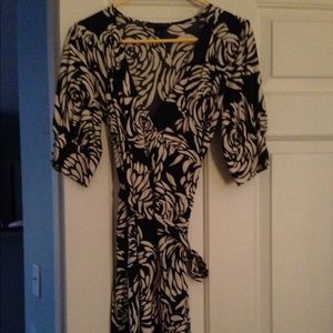 Black and white wrap dress
