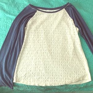 Aeropostale Long Sleeve Floral Lace Top