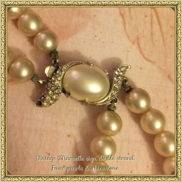 Vintage Marvelle double strand faux pearls #1 - Picture 3 of 4