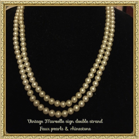 Vintage Marvelle double strand faux pearls #1 - Picture 2 of 4