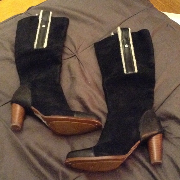 Suede Heeled UGG Boots in Black Size 6.5