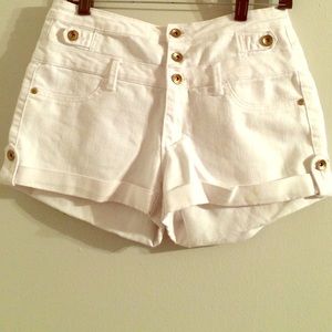 white high waisted shorts