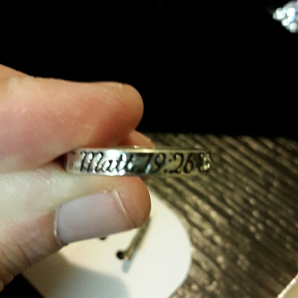 Etched band Matthew 19:26 silver $18 each - Picture 2 of 2