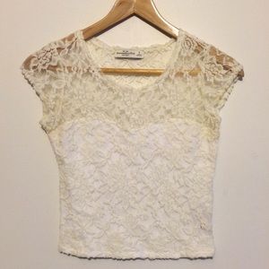 A&F White/Off White Lace Crop Top