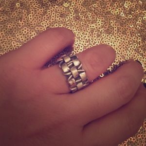 Basket weave sterling silver ring