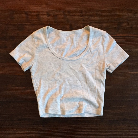 Grey Baby Rib Crop Top