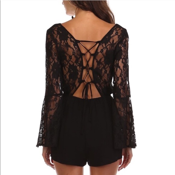 ✨Tea n Cup Black solid lace romper✨ - Picture 2 of 4