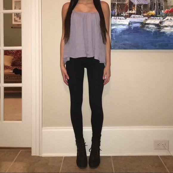 Lavender strappy leather back tank top