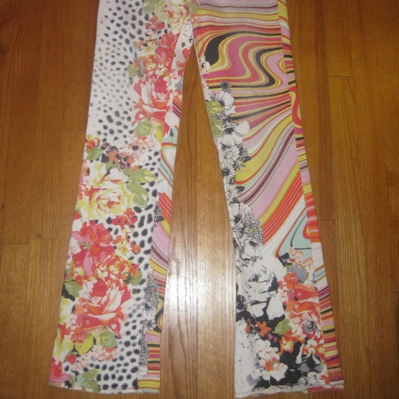 SOLD Just Cavalli Rainbow Floral Cheetah Jeans - Picture 2 of 4
