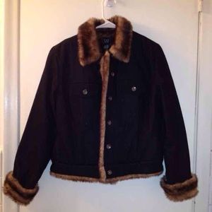Faux Fur Denim Jacket GAP