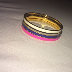 Three white pink and blue Kate spade bracelets