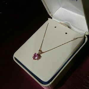 10K Pink Gold Heart Necklace Only, No Earrings