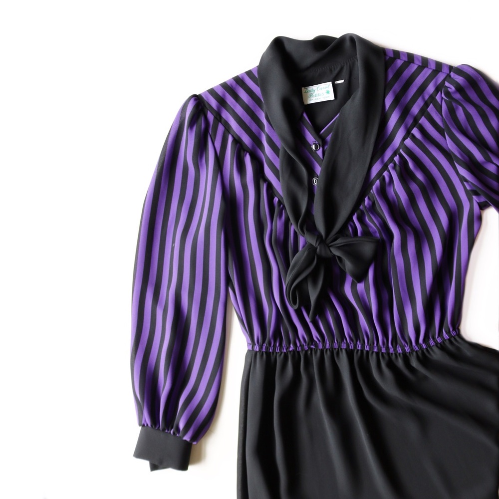 SALE Vintage Purple Stripe Dress