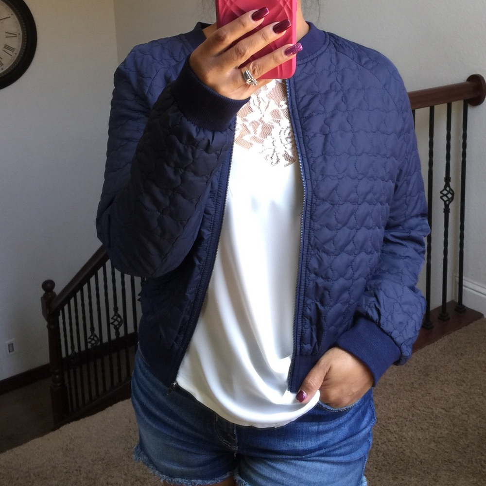 💙Navy blue quilted bomber jacket💙