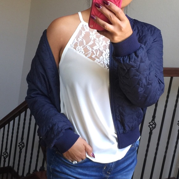 💙Navy blue quilted bomber jacket💙 - Picture 4 of 4