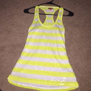 Yellow and white racer back tank