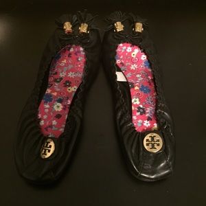Tory burch black leather flats sz 8 Tory burch black leather flats sz 8