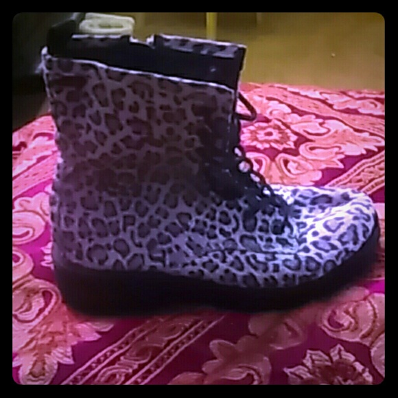 Leopard Print Combat Boots